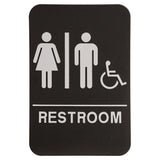 Black-White Unisex (w/wheelchair) Accessible Restroom Sign - ADA Compliant Sign