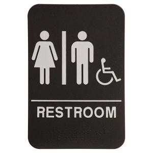 Black-White Unisex (w/wheelchair) Accessible Restroom Sign - ADA Compliant Sign
