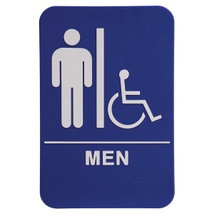 Blue-White Men (w/wheelchair) Accessible Restroom Sign - ADA Compliant Sign