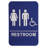 Blue-White Unisex (w/wheelchair) Accessible Restroom Sign - ADA Compliant Sign