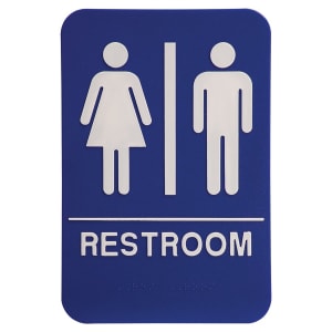Blue-White Unisex Accessible Restroom Sign - ADA Compliant Sign