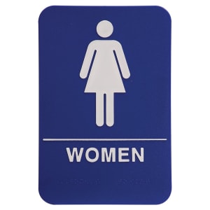 Blue-White Women Accessible Restroom Sign - ADA Compliant Sign