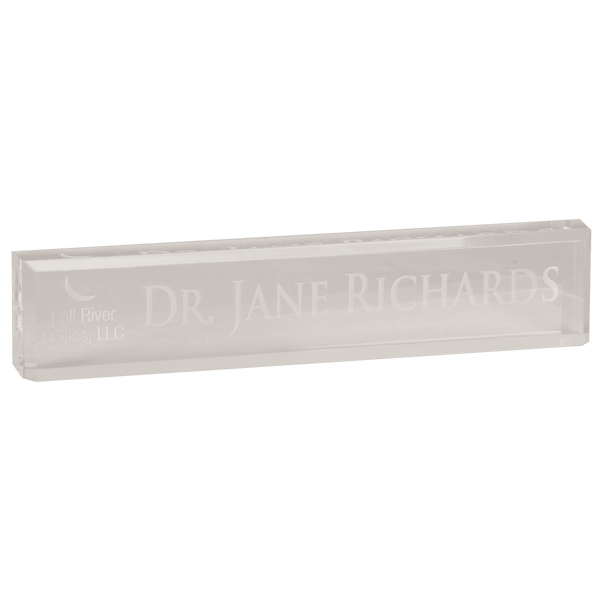 Clear 10" Acrylic Desk Wedge - Laser Engraved Corporate Gift