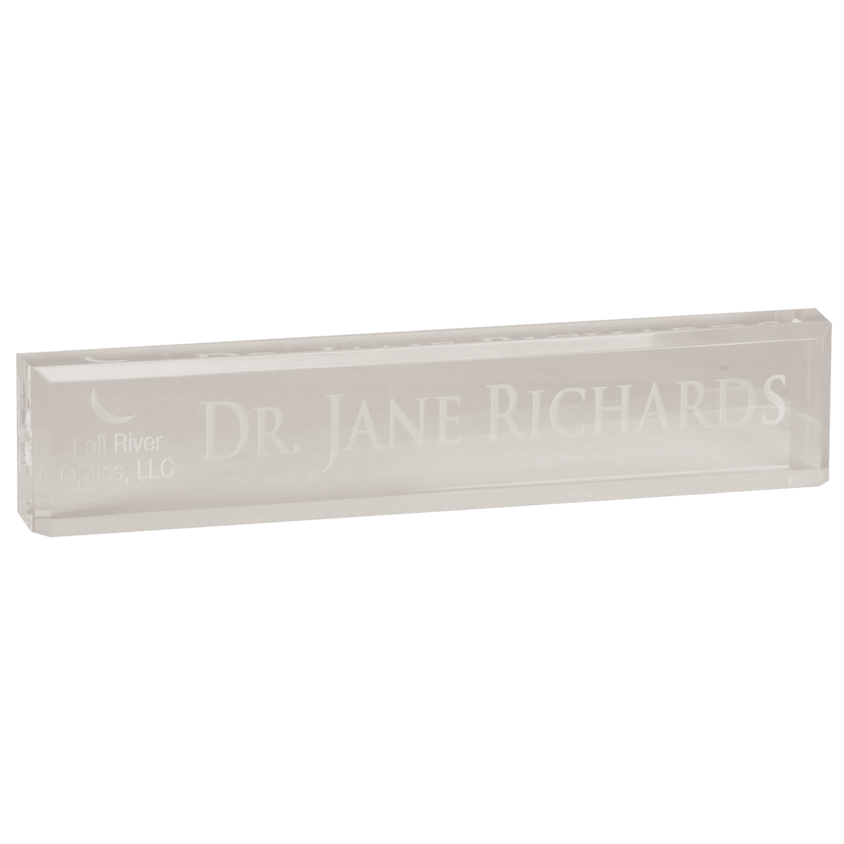 Clear 8" Acrylic Desk Wedge - Laser Engraved Corporate Gift