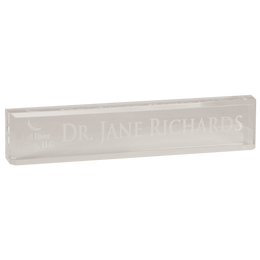 Clear 8" Acrylic Desk Wedge - Laser Engraved Corporate Gift