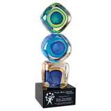 Stacked Blocks Art Glass with Square Base - Laser Engraved Drinkware