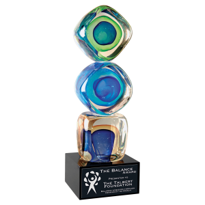 Stacked Blocks Art Glass with Square Base - Laser Engraved Drinkware