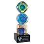 Stacked Blocks Art Glass with Square Base - Laser Engraved Drinkware