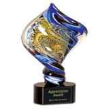 Diamond Twist Art Glass Sculpture - Laser Engraved Drinkware