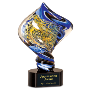 Diamond Twist Art Glass Sculpture - Laser Engraved Drinkware