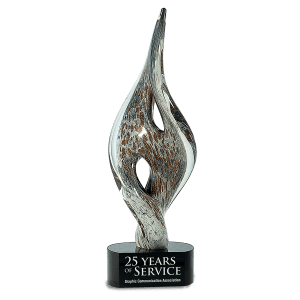 Spire Twist Art Glass Sculpture - Laser Engraved Drinkware