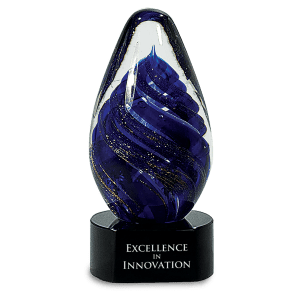Tear Drop Art Glass Sculpture - Laser Engraved Drinkware