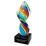 Rainbow Twist Art Glass Sculpture - Laser Engraved Drinkware
