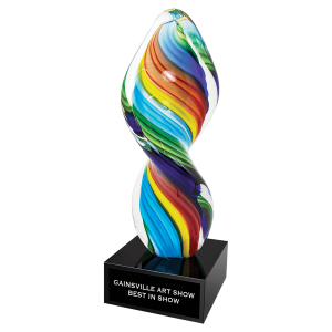 Rainbow Twist Art Glass Sculpture - Laser Engraved Drinkware