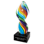 Rainbow Twist Art Glass Sculpture - Laser Engraved Drinkware