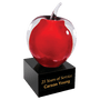 and Glass Apple with Base - Laser Engraved Premium Glass Award