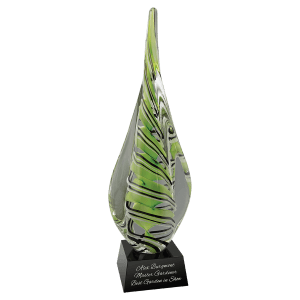 Green-White-Black Spire Art Glass - Laser Engraved Drinkware