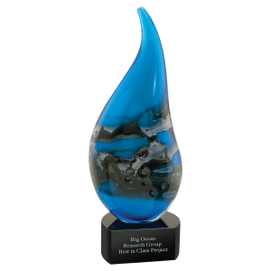 Accent Curved Raindrop Art Glass - Laser Engraved Art Sculpture