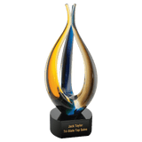 Blue/Brown Tri Rise Art Glass - Laser Engraved Premium Glass Award