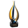 Blue/Brown Tri Rise Art Glass - Laser Engraved Premium Glass Award