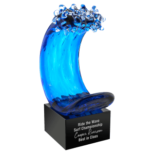 Wave Art Glass Sculpture - Laser Engraved Drinkware