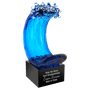 Wave Art Glass Sculpture - Laser Engraved Drinkware