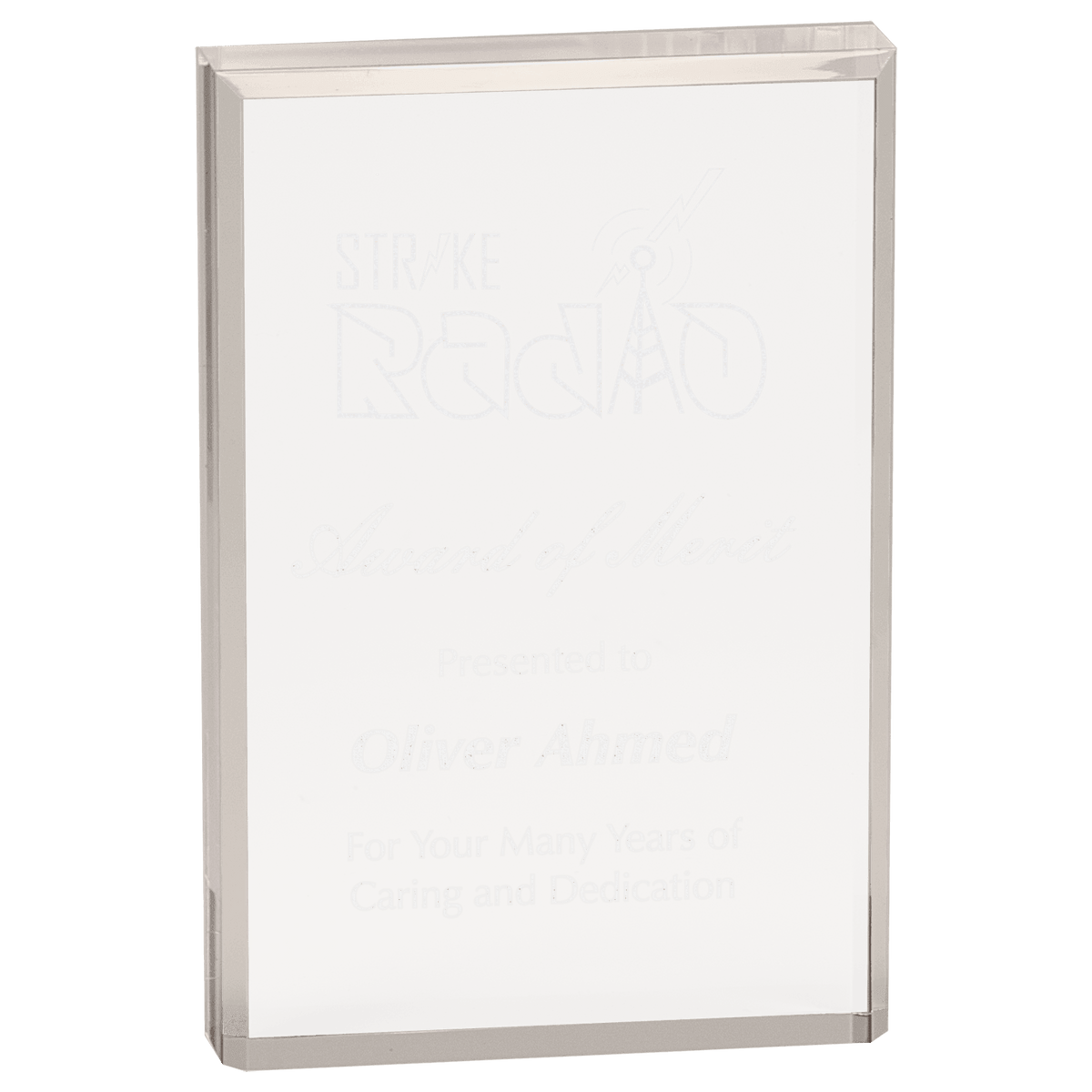 Beveled Clear Rectangle Acrylic - Laser Engraved Gift