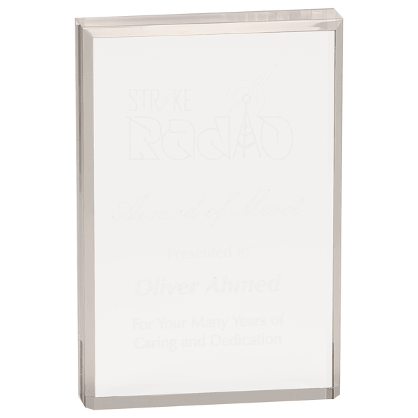 Beveled Clear Rectangle Acrylic - Laser Engraved Gift