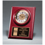 Cherry Finish Clock w/3 Hand Movement, Shelf Stand or Wall Mount - Laser Engraved Corporate Gift