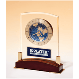 Piano Finish Base, Aluminm Plate with Glass Clock with World Time Dial - Laser Engraved Drinkware