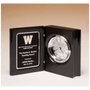 Piano Finish Book Clock w/Diamond Spun Dial, 3 Hand Movement, Black - Laser Engraved Corporate Gift
