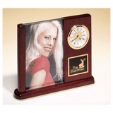 Rosewood Piano Finish Clock with Glass Picture Frame/ Plate - Laser Engraved Drinkware