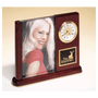 Rosewood Piano Finish Clock with Glass Picture Frame/ Plate - Laser Engraved Drinkware