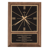 American Walnut Square Face Quartz Clock with Plate - Laser Engraved Corporate Gift