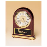 Arch Piano Finish Clock, Brass Base, Diamond Spun Dial, 3 Hand - Laser Engraved Corporate Gift