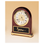 Arch Piano Finish Clock, Brass Base, Diamond Spun Dial, 3 Hand - Laser Engraved Corporate Gift