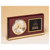 Piano Finish Clock, Brass Base, Diamond Spun Dial, 3 Hand Movement - Laser Engraved Corporate Gift