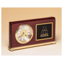 Piano Finish Clock, Brass Base, Diamond Spun Dial, 3 Hand Movement - Laser Engraved Corporate Gift