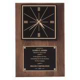 American Walnut Quartz Clock with Plate/Hangs Vertical or Horizontal - Laser Engraved Corporate Gift