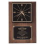 American Walnut Quartz Clock with Plate/Hangs Vertical or Horizontal - Laser Engraved Corporate Gift