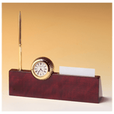 Gold Metal Golfball Clock on Piano Nameplate, Business Card Holder, - Laser Engraved Corporate Gift