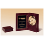 Hand Rubbed Mahogany Finish Book Clock, Diamond Spun Dial, 3 Hand - Laser Engraved Corporate Gift