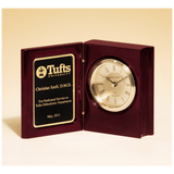 Piano Finish Book Clock w/Diamond Spun Dial, 3 Hand Movement - Laser Engraved Corporate Gift
