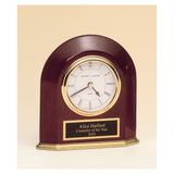 Piano Finish Arched Table Clock w/Solid Brass Base, Plack Plate - Laser Engraved Corporate Gift