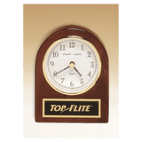 Rosewood Piano Finish Desk Clock with Plate - Laser Engraved Corporate Gift