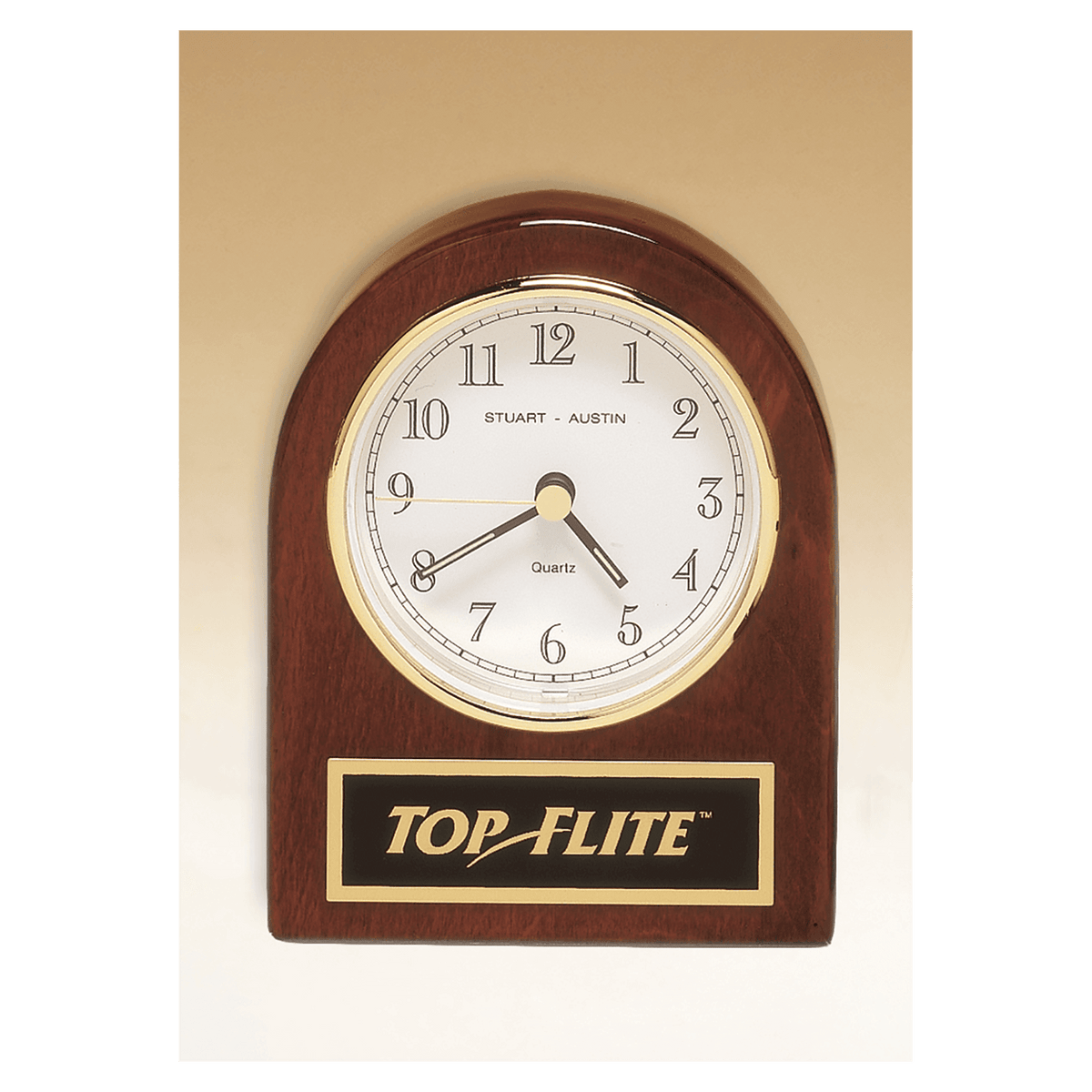 Rosewood Piano Finish Desk Clock with Plate - Laser Engraved Corporate Gift