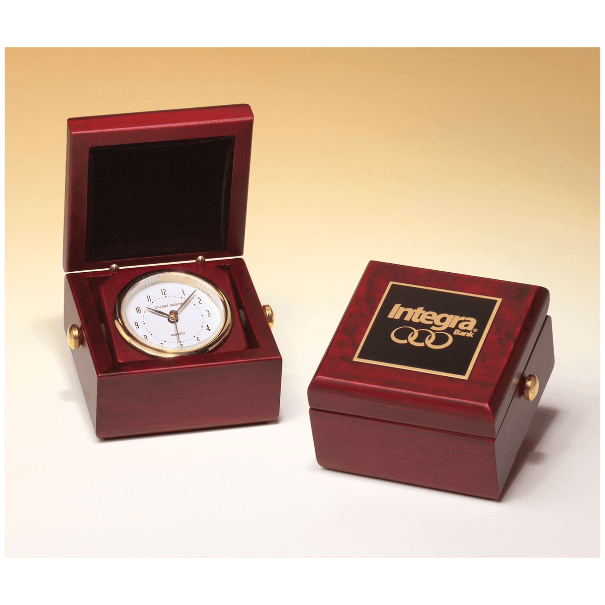 Mahogany Box Clock - Laser Engraved Corporate Gift