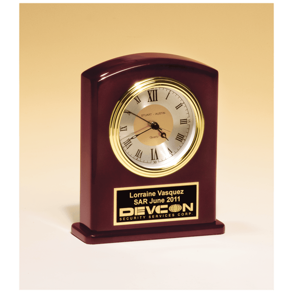 High Gloss Finish Clock, Diamond Spun Dial, 3 Hand Movement - Laser Engraved Corporate Gift