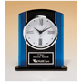 Black & Glass Clock, Silver Bezel, Three Hand Movement w/Black Plate - Laser Engraved Premium Glass Award