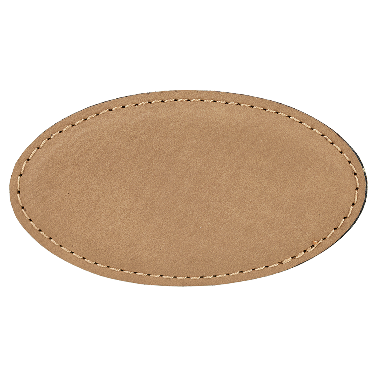 Light Brown with Black Engraving Oval Badge with Magnet 3.25x1.75 - Laser Engraved Badge